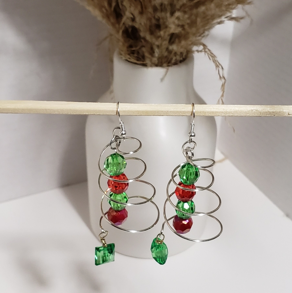 Red & Green Christmas Earrings - Inv.461